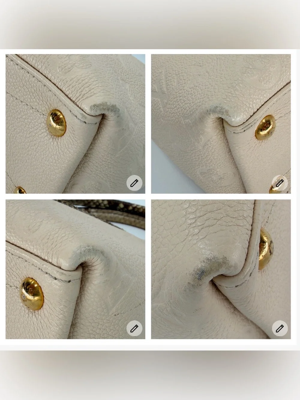 😍Louis Vuitton Exotics V Tote BB Cream Empriente Leather Two Way Bag with Python